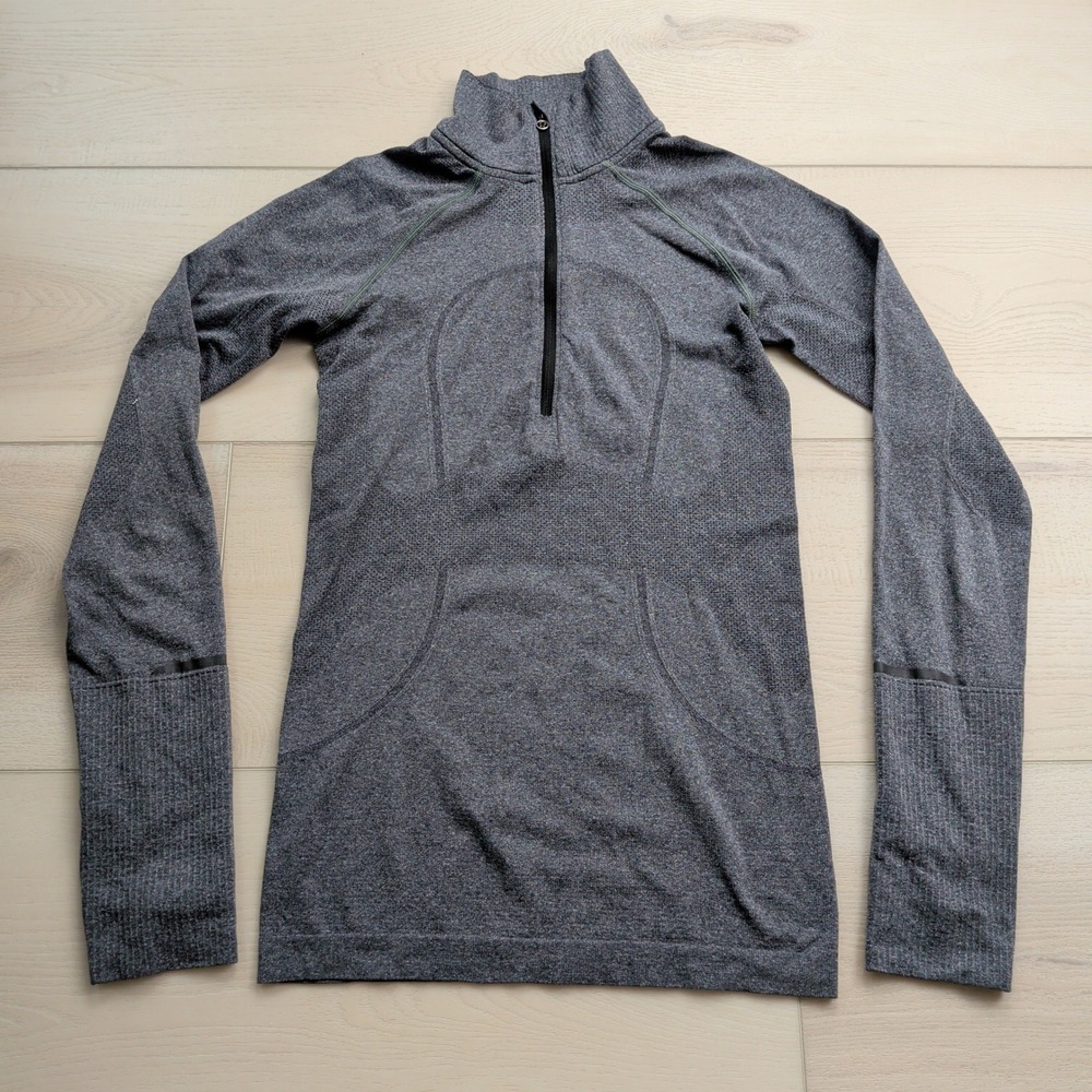 Lululemon Swiftly Tech Half Zip 2.0 Womens 4 Long Sleeve Grey Heather Athleisure